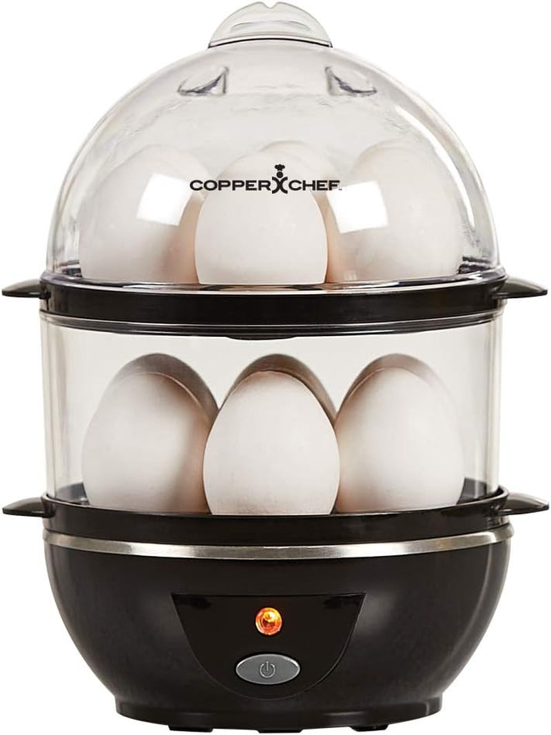 Want the Secret to Making Perfect Eggs & More C Electric Cooker Set-7 or 14 Capacity. Hard Boiled, Poached, Scrambled Eggs, or Omelets Automatic Shut Off, 7.5 X 6.7 X 7.5 Inches (Black)