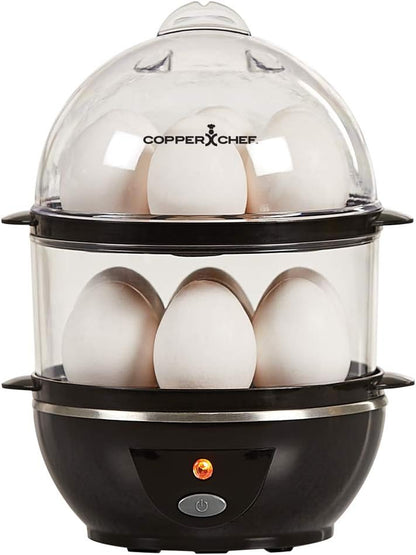 Want the Secret to Making Perfect Eggs & More C Electric Cooker Set-7 or 14 Capacity. Hard Boiled, Poached, Scrambled Eggs, or Omelets Automatic Shut Off, 7.5 X 6.7 X 7.5 Inches (Black)