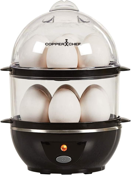 Want the Secret to Making Perfect Eggs & More C Electric Cooker Set-7 or 14 Capacity. Hard Boiled, Poached, Scrambled Eggs, or Omelets Automatic Shut Off, 7.5 X 6.7 X 7.5 Inches (Black)